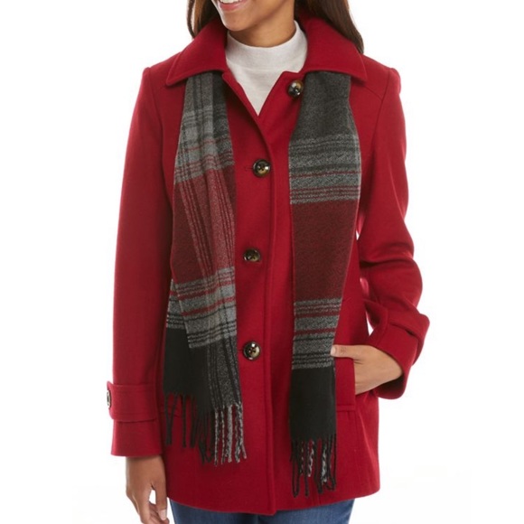 London Fog Jackets & Blazers - NWT London Fog Single Breasted Red Wool Coat